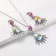 juego de collar y aretes plateada con piedra cristal