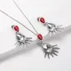 juego de collar y aretes plateada con piedra cristal