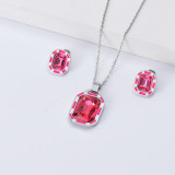 conjunto collar y pendientes color silver con piedra