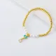 pulseras aesthetic Oro Laminado con dije signo de moda y perlas
