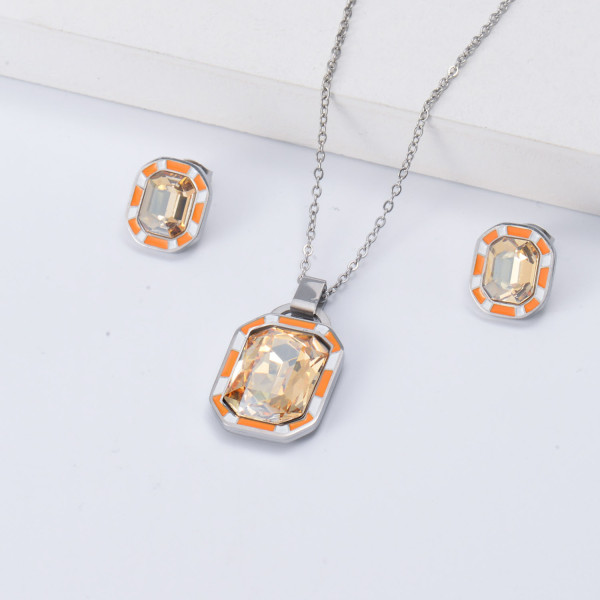 conjuntos y aretes para playa dolor silver con piedra blanca