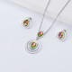 conjuntos y aretes color silver con piedra colores