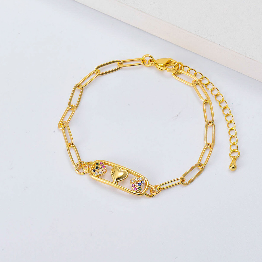 US$ 2.36 ~ US$ 2.78 - Pulseras de moda Oro Laminado hechas a mano por  mayoreo aesthetic diseno - Joyas De Acero Por Mayor
