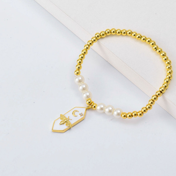 Pulseras de moda Oro Laminado con dije de moda y perlas