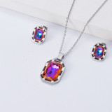 conjuntos y aretes de moda con piedra morada