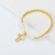 Pulseras de moda Oro Laminado con Dije de rosario y perlas