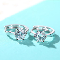 aretes plateados de matrimonio con diamantes de moda para mujer