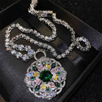 collares diamante chapados en oro blanco 18k de moda diy para mujer