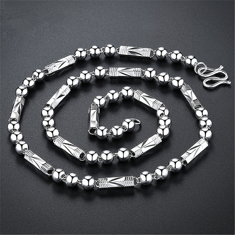 cadena plateada con bolas antiguo para hombre