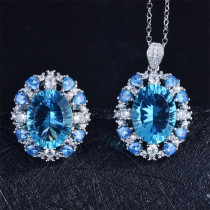 conjunto de anillo y collar de natural zafiro amatista con diamantes para mujer