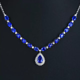 collares lujos de natural zafiro con diamantes para mujer