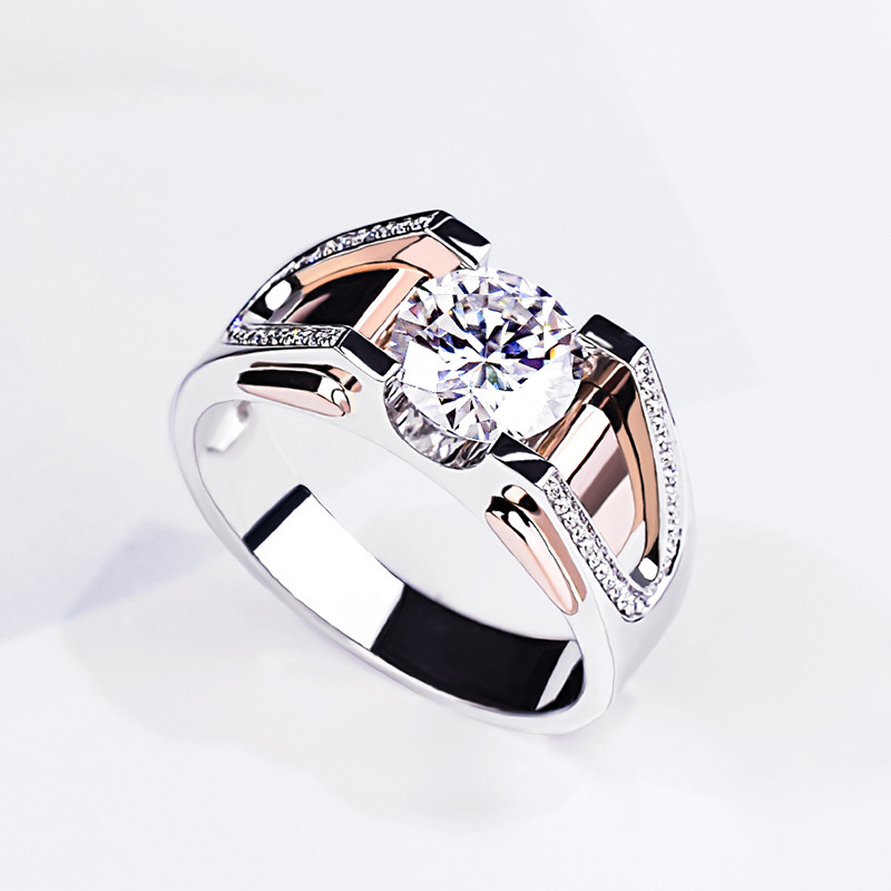 anillos sencillos de compromiso de corazones y flechas diamante 2k para hombre