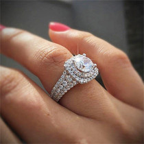 anillo de oro blanco 18k diamante brillante lujo para mujer