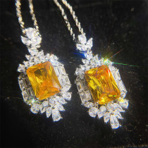 collares hermosos de citrino con diamantes para mujer