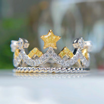 anillos bonitos de corona de platino con citrino de moda para mujer