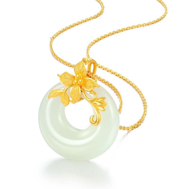 collar de oro con jade blanco antiguo para quince añeras
