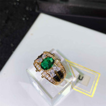 anillos ajustables de oro 18k solitaria esmeralda con diamantes para mujer