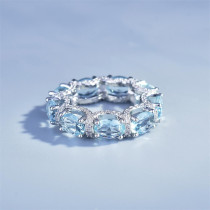 anillos de princesa de diamante y aguamarina para mujer