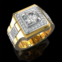 anillos lujos de compromiso de oro con diamantes para hombre