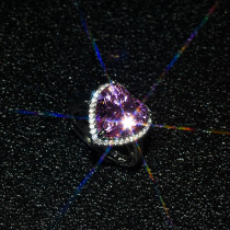 anillos ajustables de corazon de amatista con diamantes para mujer