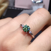 anillo ajustable de esmeralda con diamante 1k para mujer