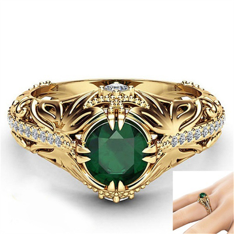 US$ 0.57 ~ US$ 1.14 - anillos de compromiso de oro 14k con esmeralda para  mujer - Joyas De Acero Por Mayor
