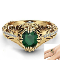 anillos de compromiso de  oro 14k con esmeralda para mujer