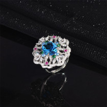 anillos hermosos de flor de esmeralda aguamarina diamante con zafiro para mujer
