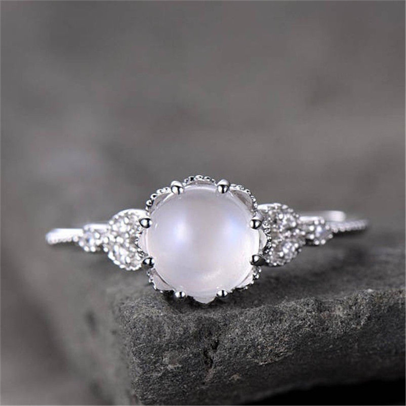 anillo de 18k oro rosa piedra blanco con diamante para mujer