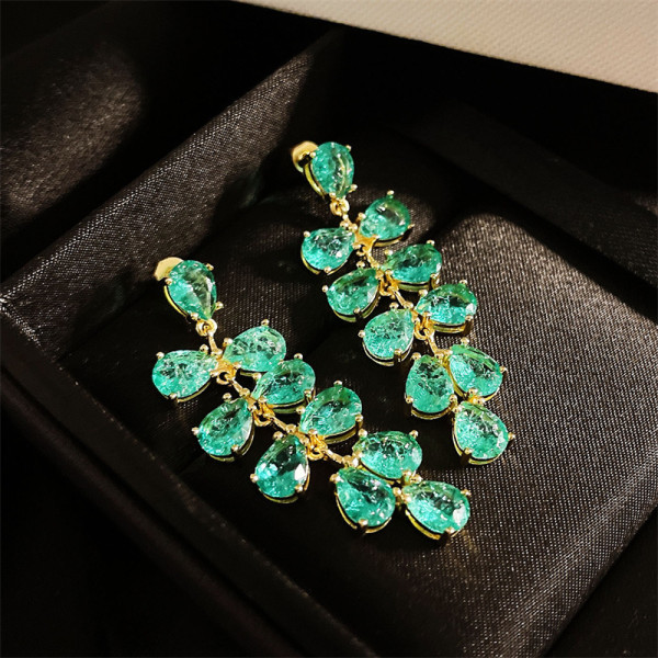 pendientes de uva de verde cristal mujer