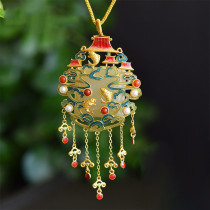 colgante de jade con pez oro antiguo chinesco para mujer