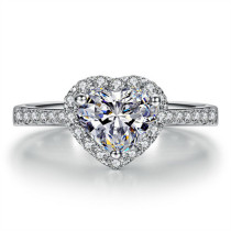 anillo lujo de diamante corazon para mujer