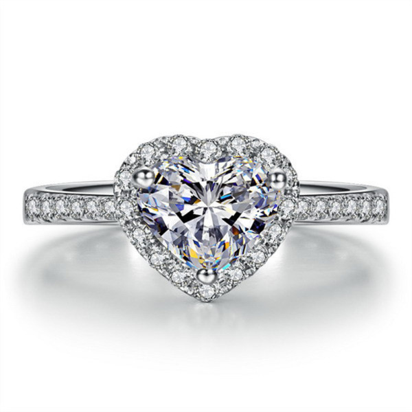 anillo lujo de diamante corazon para mujer