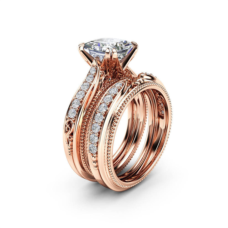 anillos antiguos de compromiso de oro rosa 14k para mujer