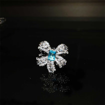 anillos de mariposa de diamantes con natural aguamarina para mujer