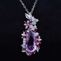 collares personalizados de natural amatista con diamantes para mujer