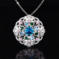 collares hermosos de flor de esmeralda aguamarina diamante con zafiro para mujer