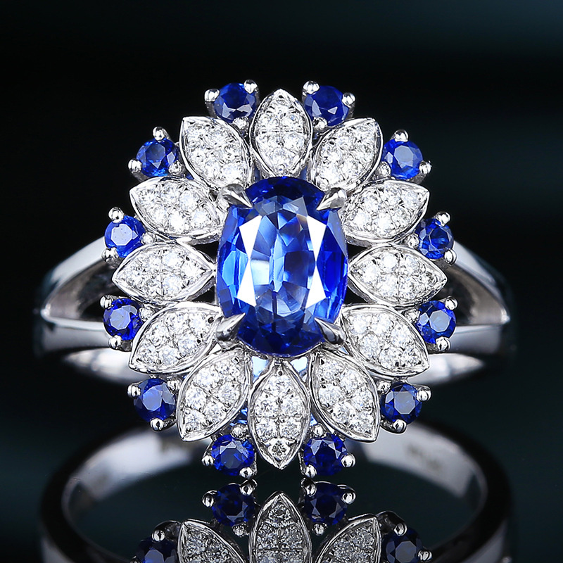 anillos bonitos de zafiro con diamantes para mujer