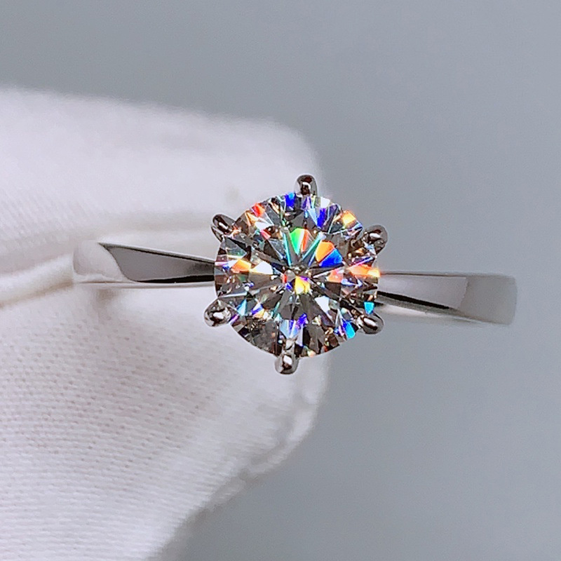anillo de boda de moissanita ajustable para mujer