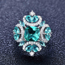 anillo de paraíba azul zafiro y diamante para mujer