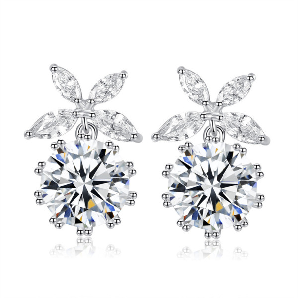aretes personalizados de flor de diamantes de moda para mujer