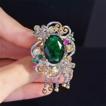 anillos lujos de esmeralda con diamantes de moda para mujer