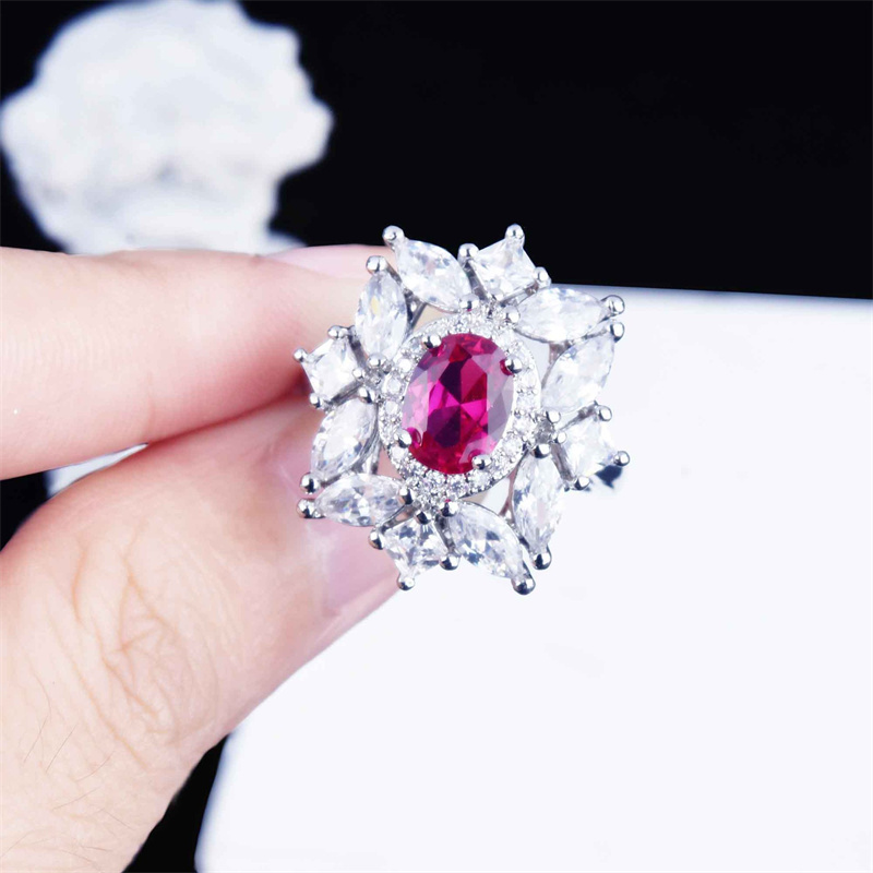 anillos bonitos de  diamantes con rubi de moda para mujer