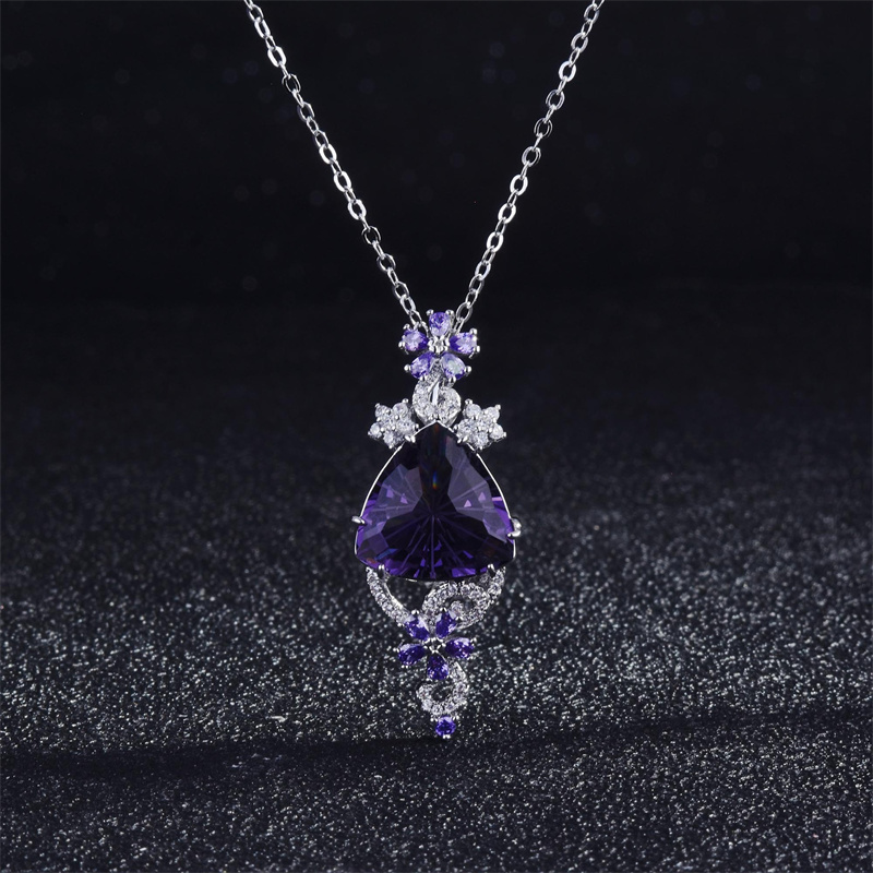 colgante de gota de amatista diamante para mujer