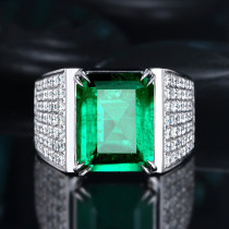 anillos ajustables de esmeralda con diamantes para hombre