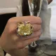anillos grandes de piedra amarillo con diamantes para fiesta