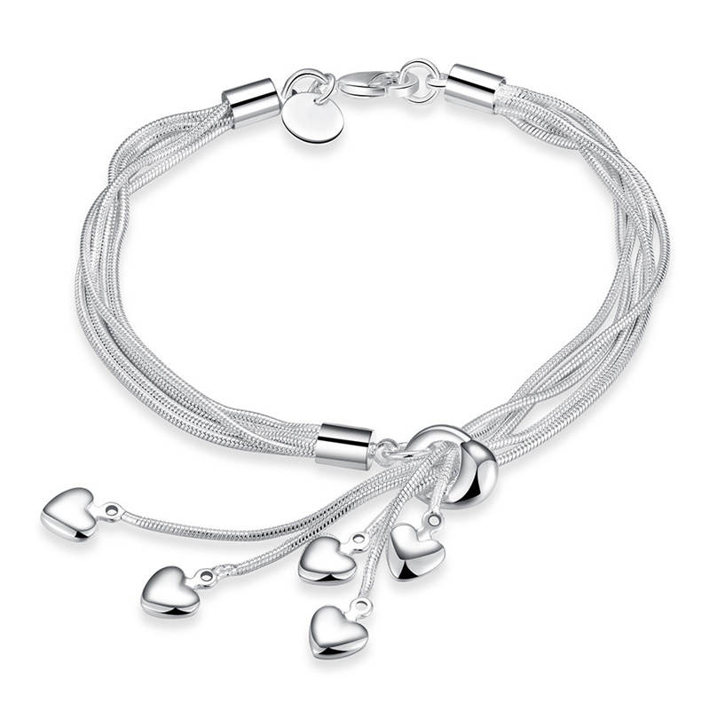 pulseras plateadas de corazon personalizada para mujer