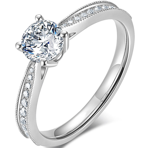 anillos bonitos de oro blanco con diamante para mujer
