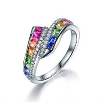 anillos bonitos de piedras colores con diamantes para mujer