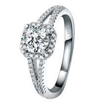 anillos sencillos plateados con diamantes para mujer